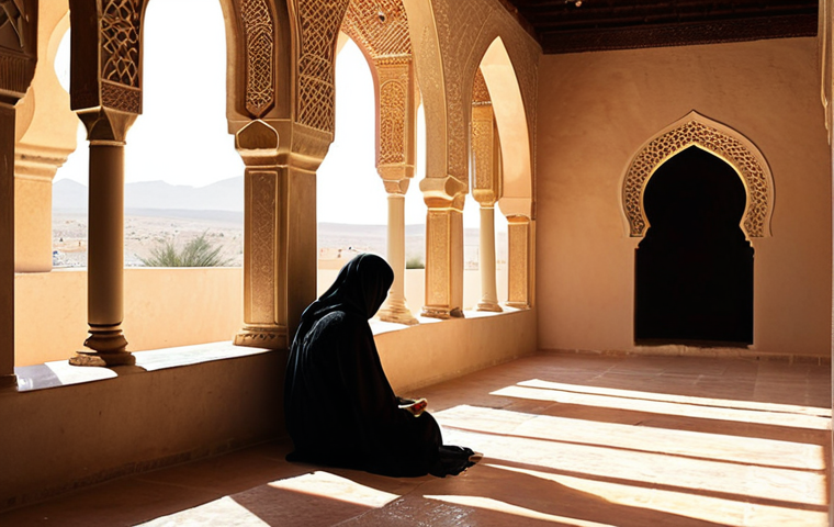 **Prompt 1: Self-Discovery and Emerging Passion**
A solitary figure in a tranquil, traditional Arab courtyard, bathed in soft, warm light filtering through ornate archways. The person sits in a contemplative pose, eyes closed or gazing thoughtfully. From their chest, ethereal, vibrant streams of light subtly emerge, coalescing into symbolic representations of diverse passions like a delicate camera lens, a painter's brush, or flowing code snippets, gently hovering around them. The scene embodies profound self-discovery, the quiet emergence of true purpose, and inner peace. Highly detailed, introspective, dreamlike, spiritual, cinematic quality.