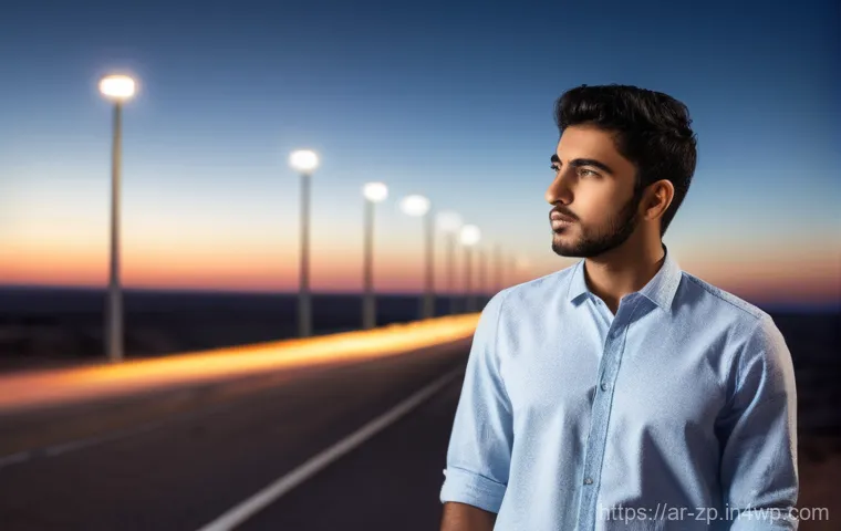 직업적 자아 정체성 찾기 - **Prompt:** A thoughtful young Arab man, in his mid-twenties, stands at a crossroads, surrounded by ...